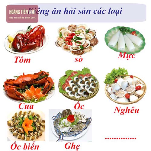 Bệnh gout hạn chế ăn thịt các loại hải sản